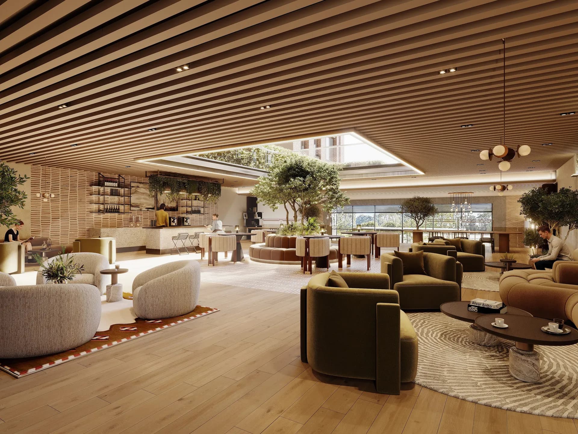 Double height residents' lounge and concierge reception at The Forge Liverpool, artist's impression