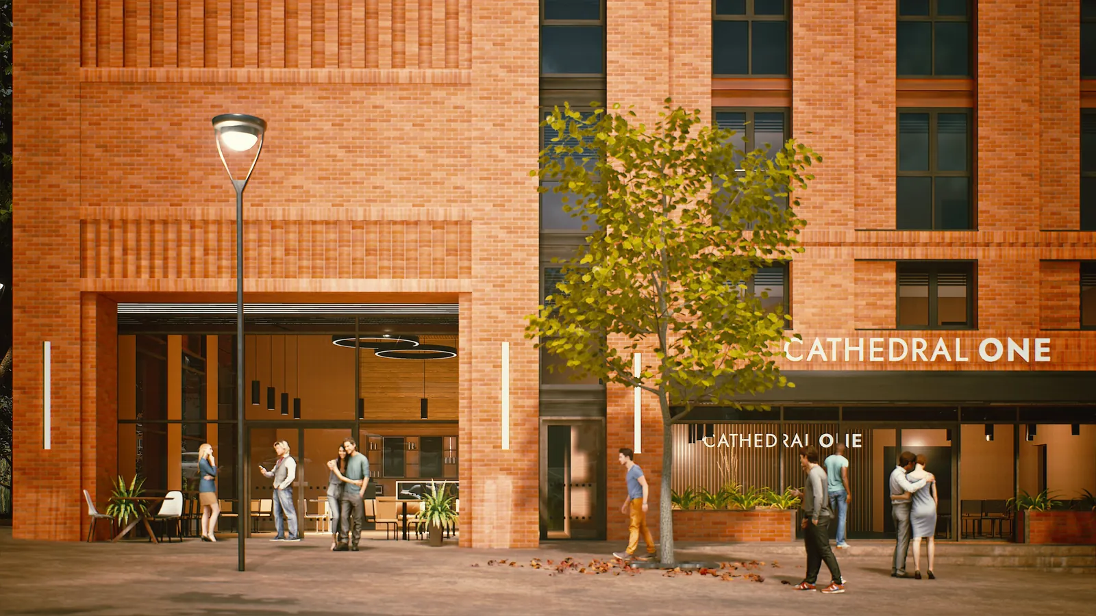 Developer CGI of the Cathedral One entrance on Full Street, Derby