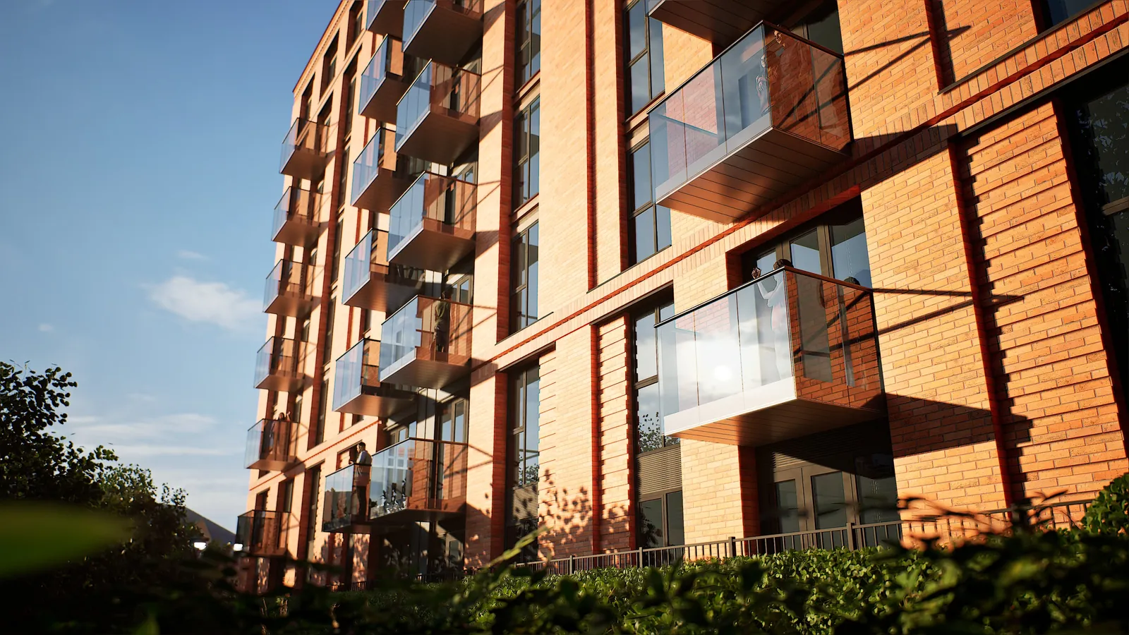 Developer CGI of Cathedral One exterior and selected apartment balconies