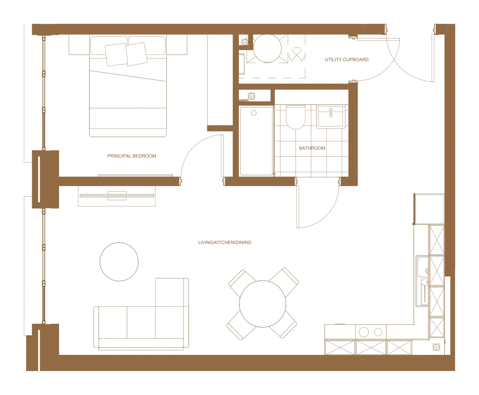 Cathedral One type A8 larger one bedroom floorplan