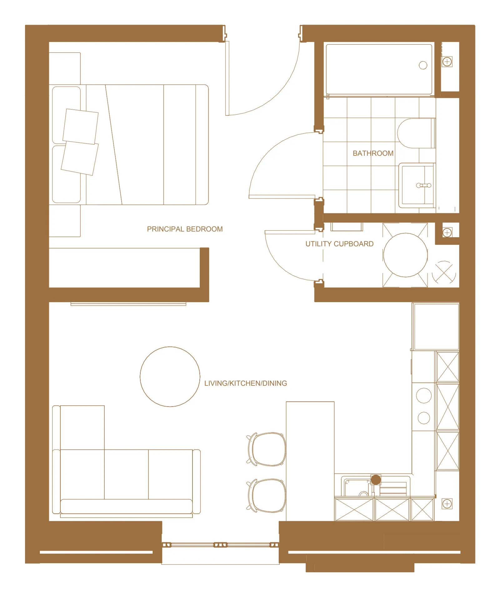 Cathedral One type C2 studio floorplan
