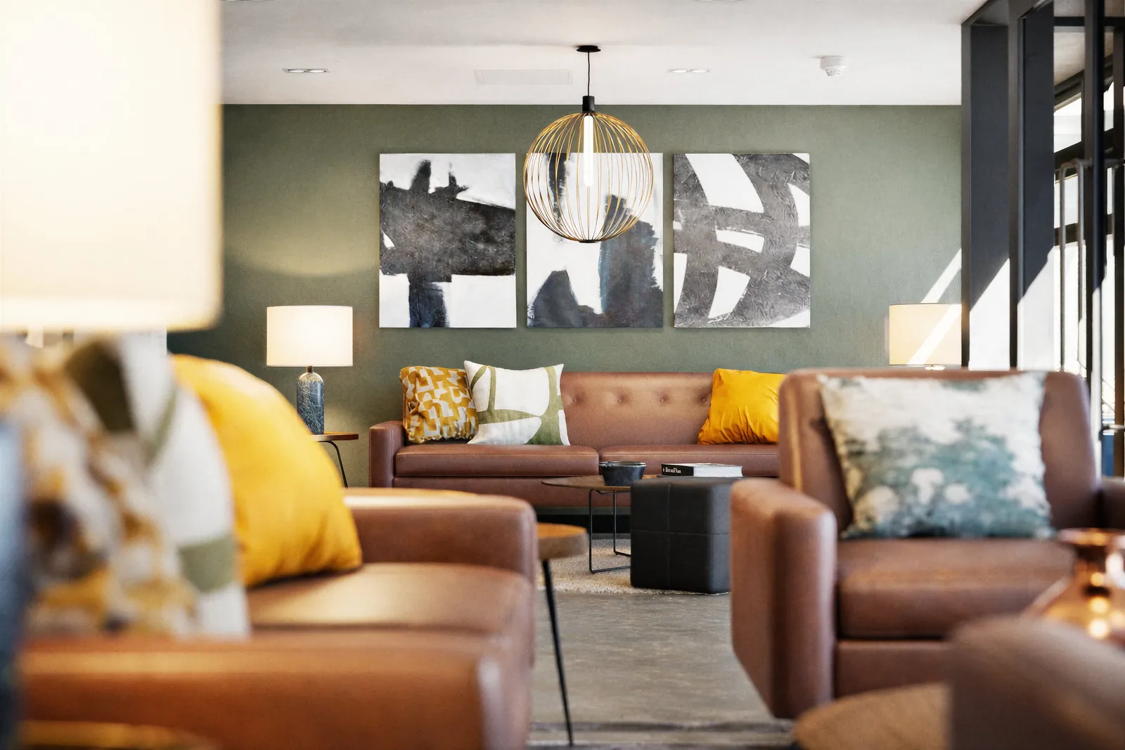 Computer generated image of the proposed residents entrance lounge